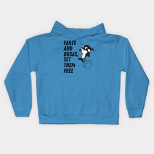 Farts And Orcas Set Them Free Kids Hoodie